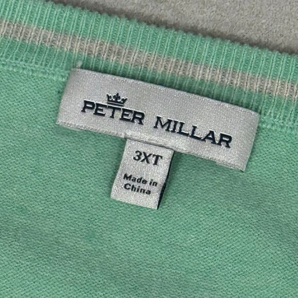 PETER MILLAR Pima Cotton & Cashmere V-Neck Mint Sweater 3XT - Picture 5 of 6